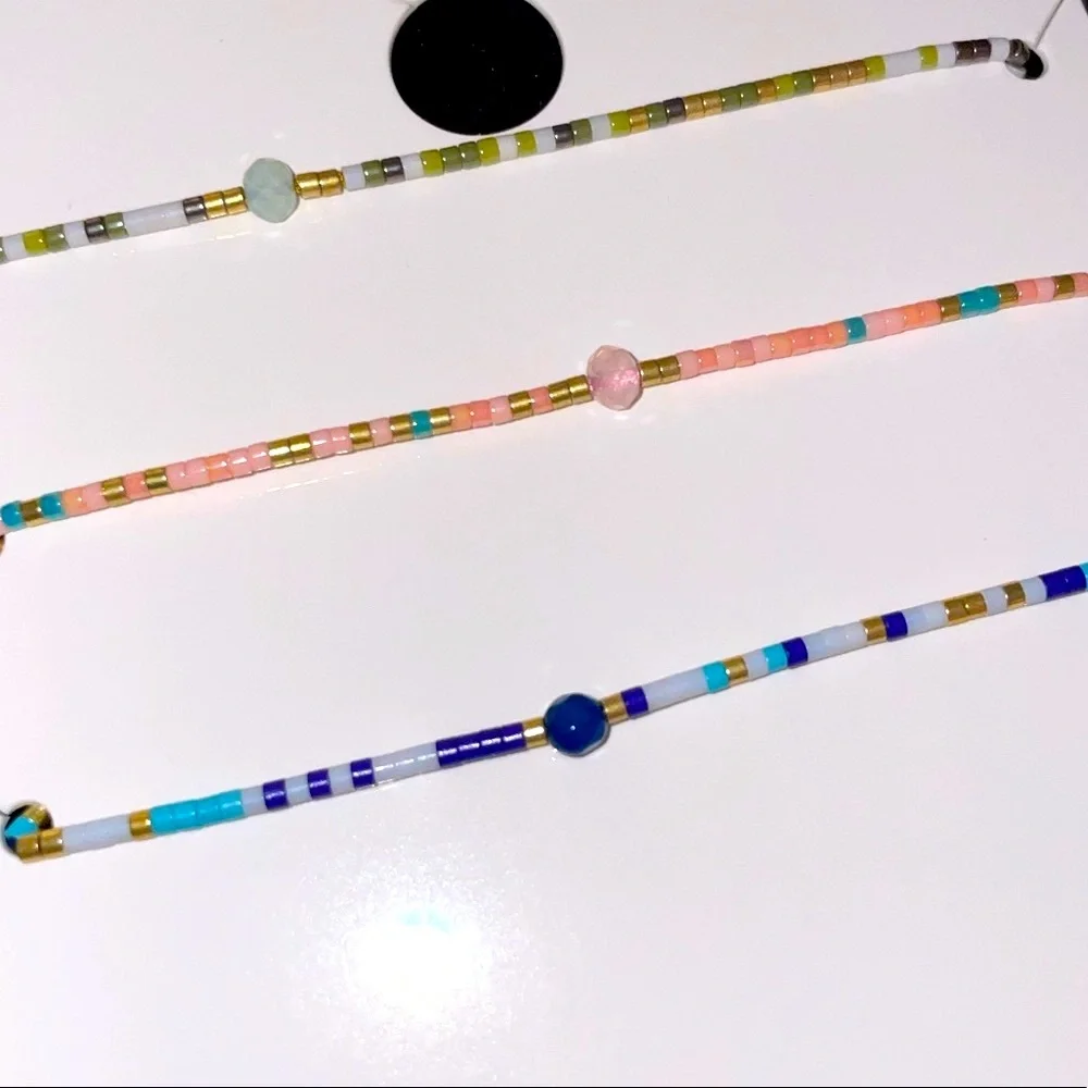 Hand Beaded Pull Chain Multi Bracelet - Set of 3